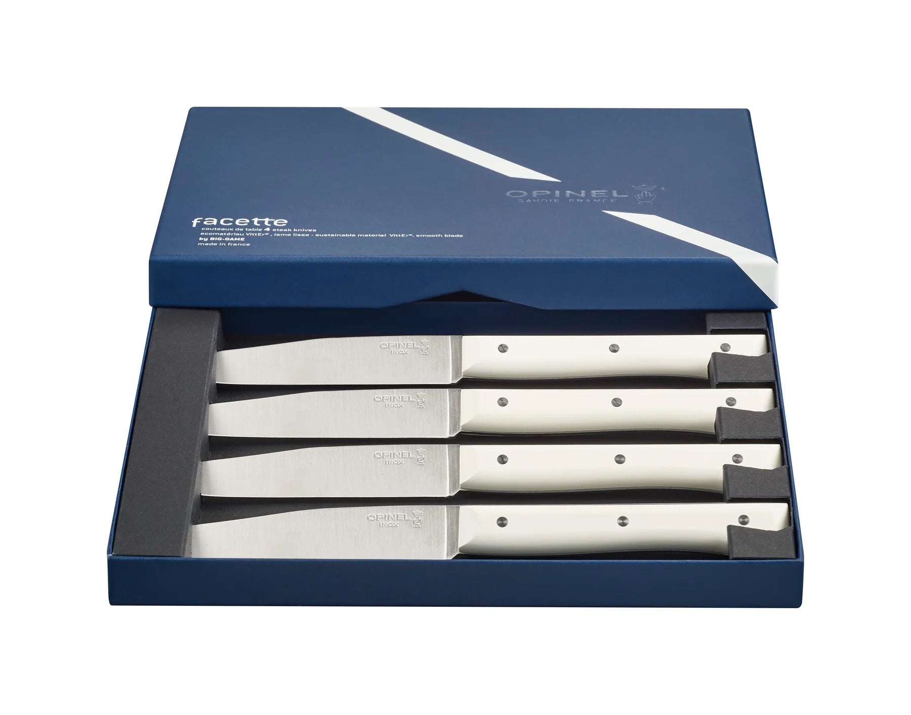 Facette Full-Tang Steak Knives | White Vitter - Opinel USA Inc - Bluecashew Kitchen Homestead