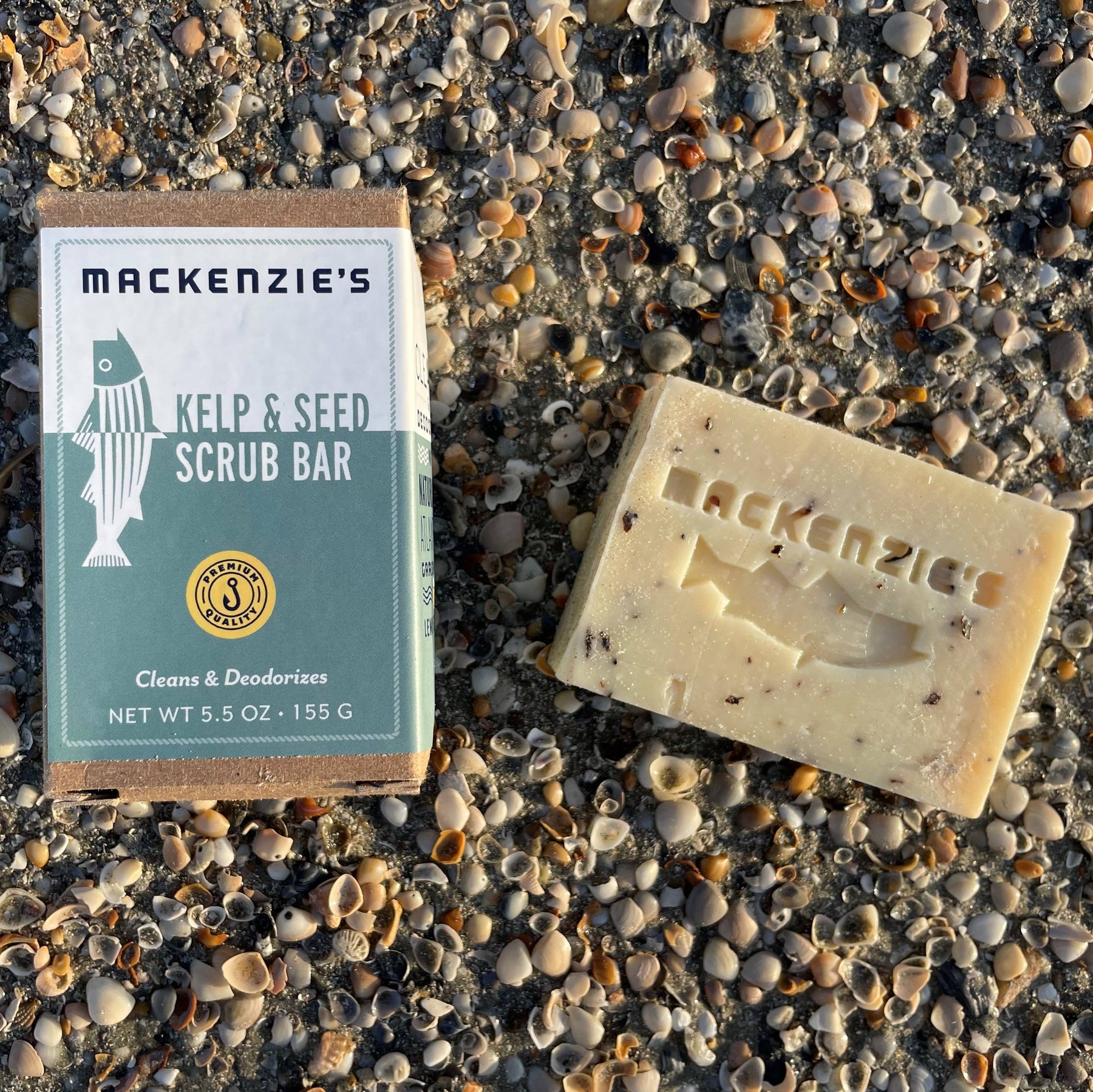Kelp & Seed Scrub Bar- 5.5 oz (12 qty) - MacKenzie's Fisherman - Bluecashew Kitchen Homestead