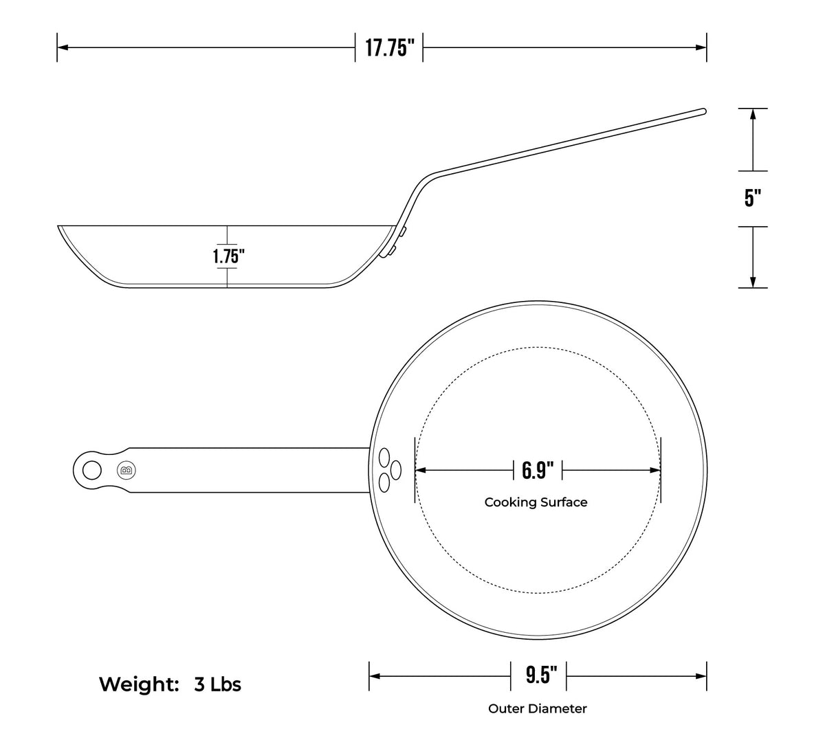 Blue Carbon Frypan | 9.5" - De Buyer - Bluecashew Kitchen Homestead