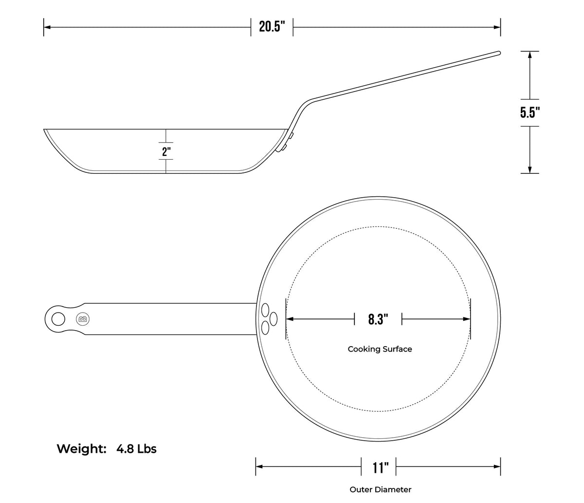 Blue Carbon Frypan | 11" - De Buyer - Bluecashew Kitchen Homestead