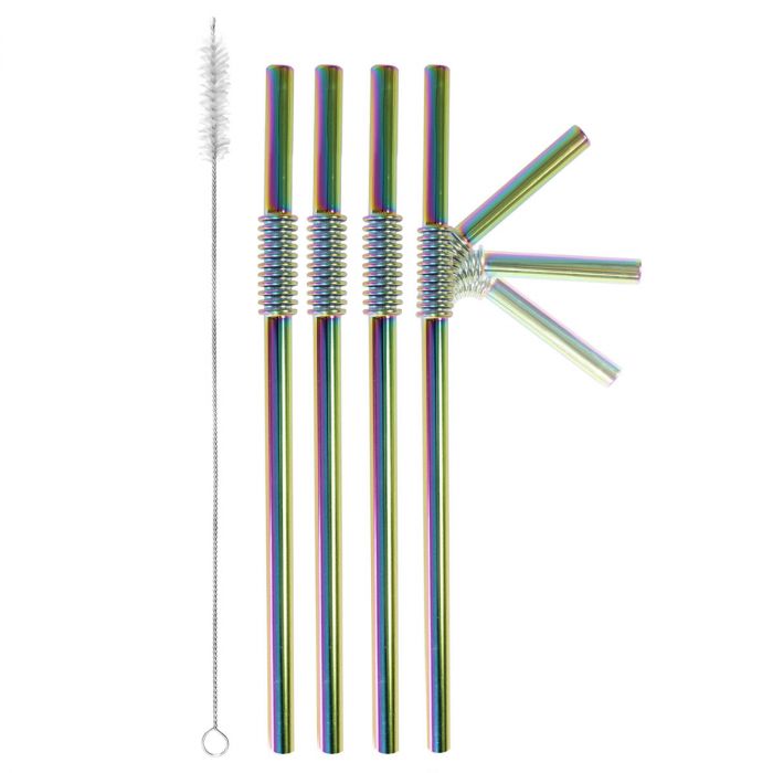 Bendable Metal Drinking Straws | Rainbow