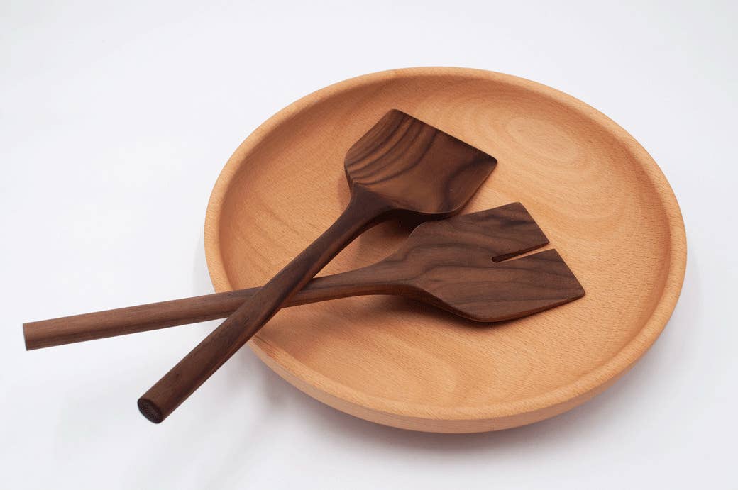 13” Walnut Salad Servers - JBrody&Co. - Bluecashew Kitchen Homestead
