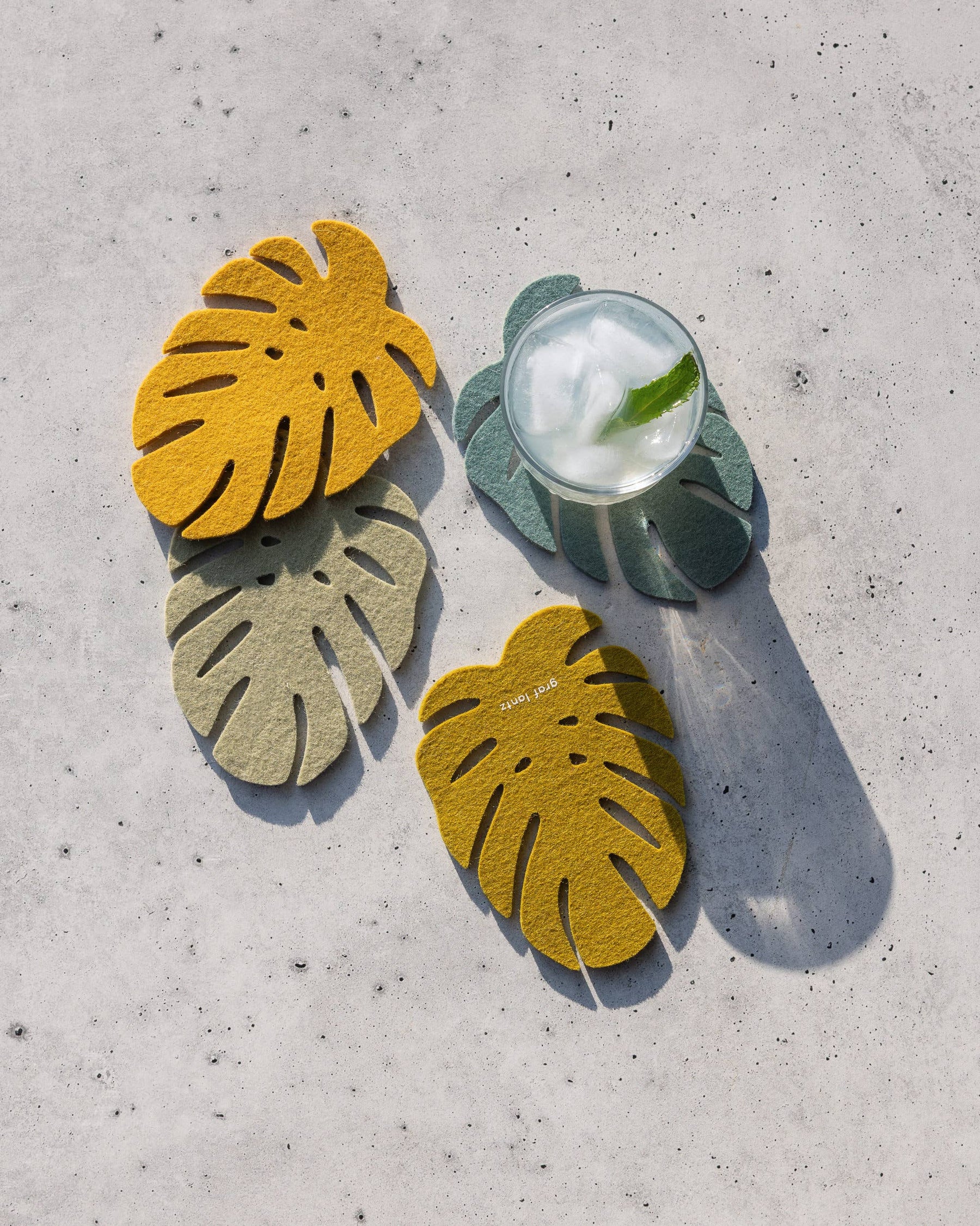 Merino Wool Monstera Coasters | Jungle - Graf Lantz - bluecashew kitchen homestead
