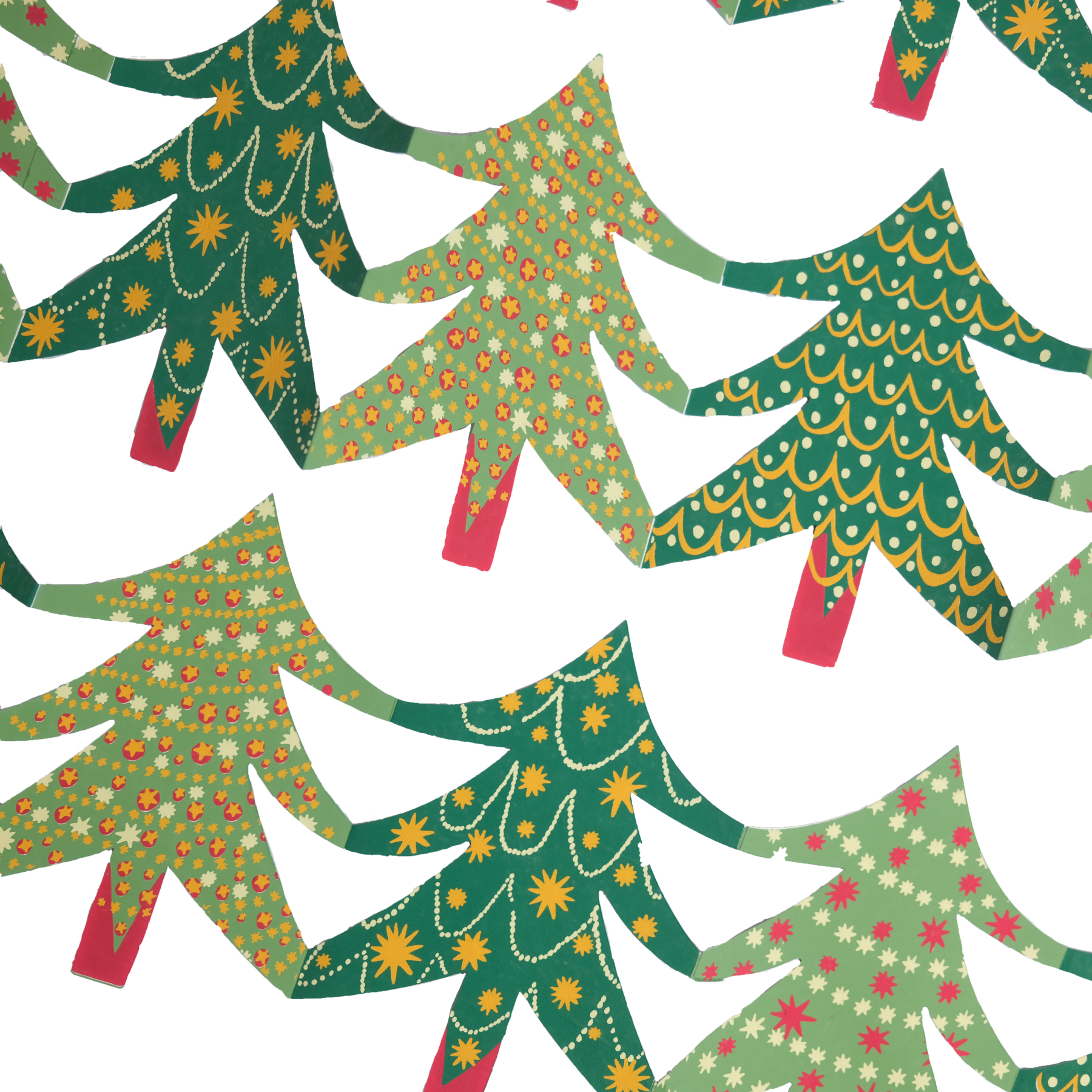 Christmas Trees Concertina Garland - East End Press - bluecashew kitchen homestead