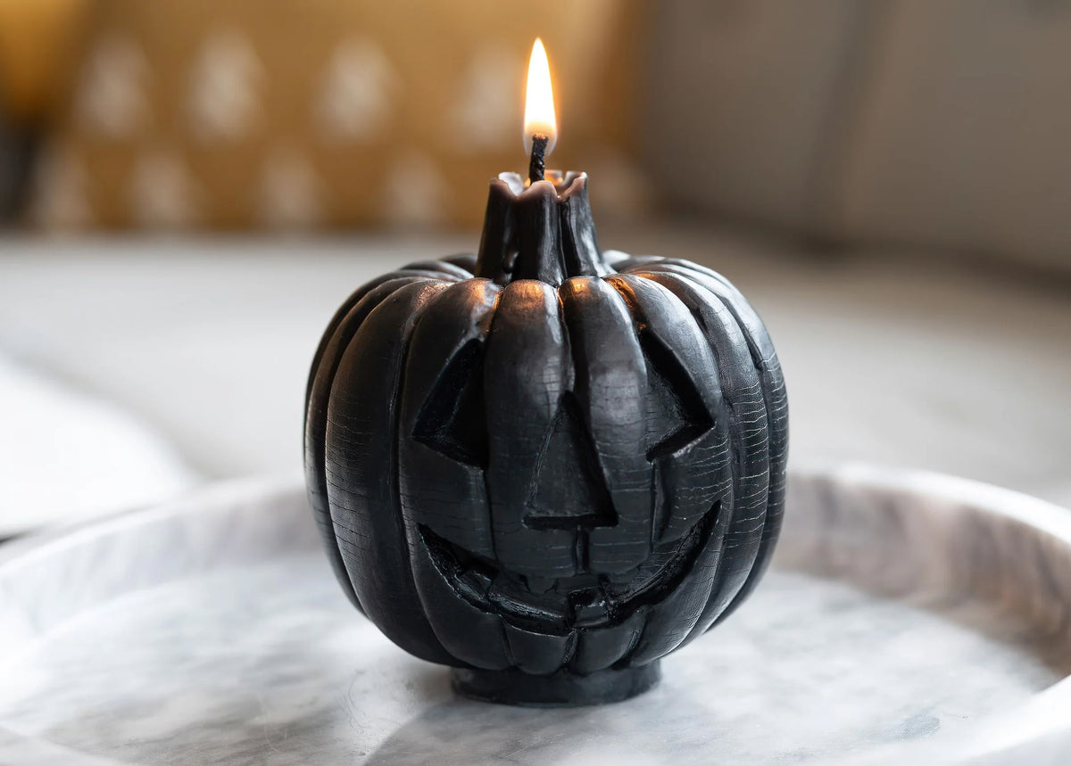 Two-Faced Jack-o-Lantern Beeswax Candle | Black - sunbeam candles - bluecashew kitchen homestead