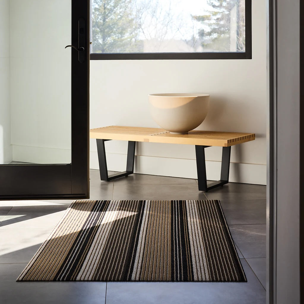 Pleat Stripe Shag Big Mat | Oyster - Chilewich LLC - bluecashew kitchen homestead