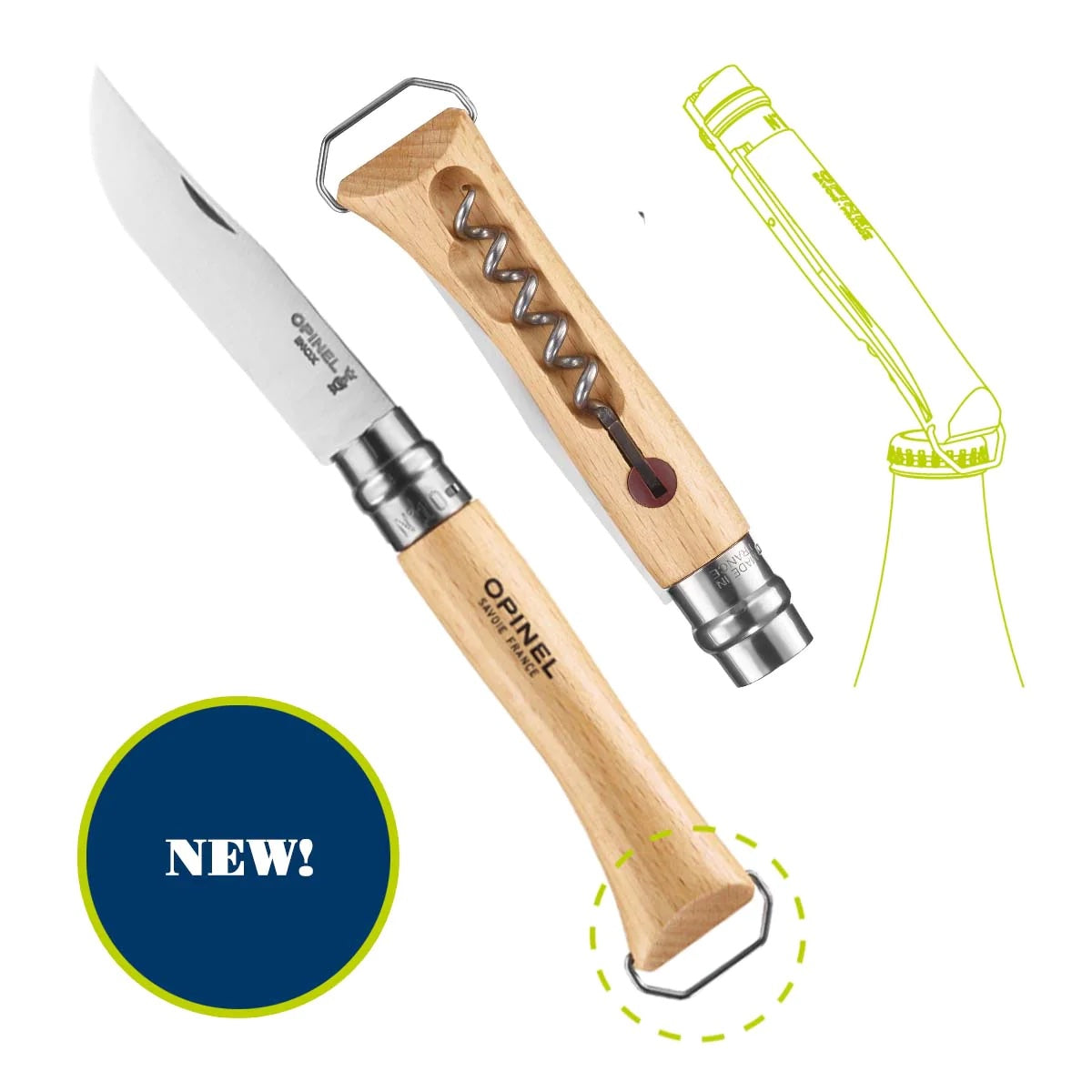 No.10 Corkscrew & Bottle Opener Knife - Opinel USA Inc - Bluecashew Kitchen Homestead