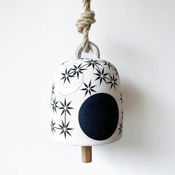 Thrown Bell Round: Sun Moon Stars Indigo (medium) - MQuan - Bluecashew Kitchen Homestead