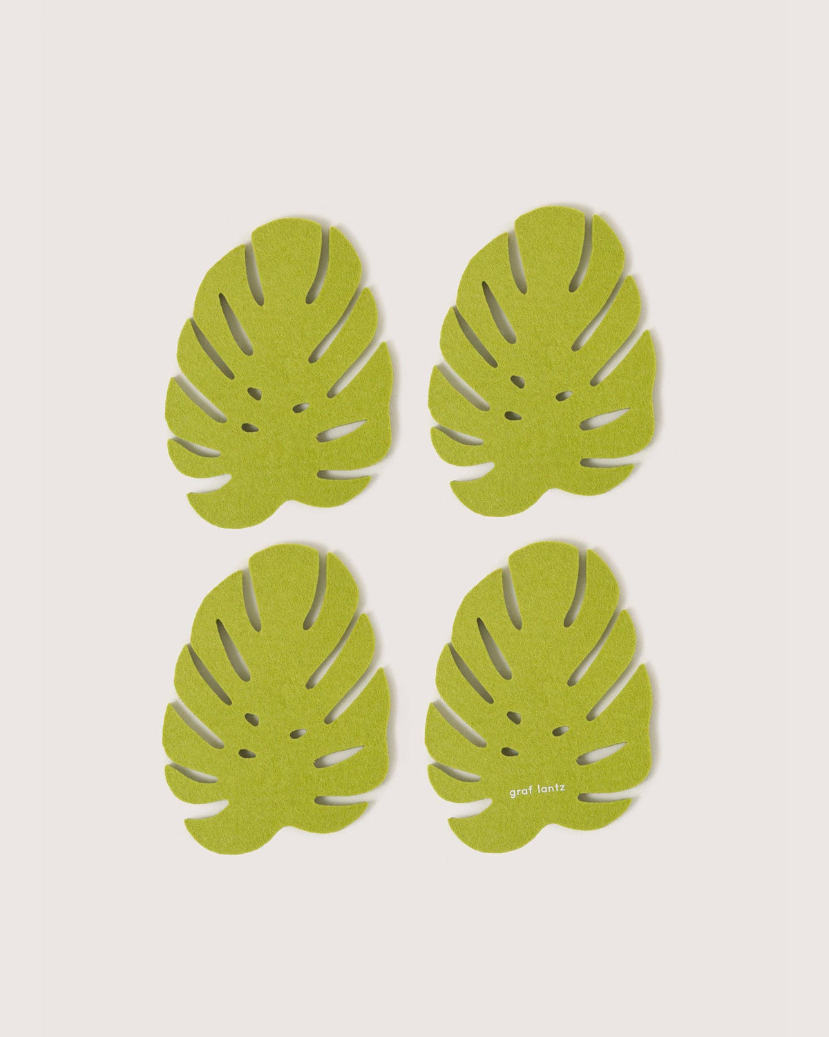 Merino Wool Monstera Coaster Solid 4 Pack Pistachio - Graf Lantz - bluecashew kitchen homestead