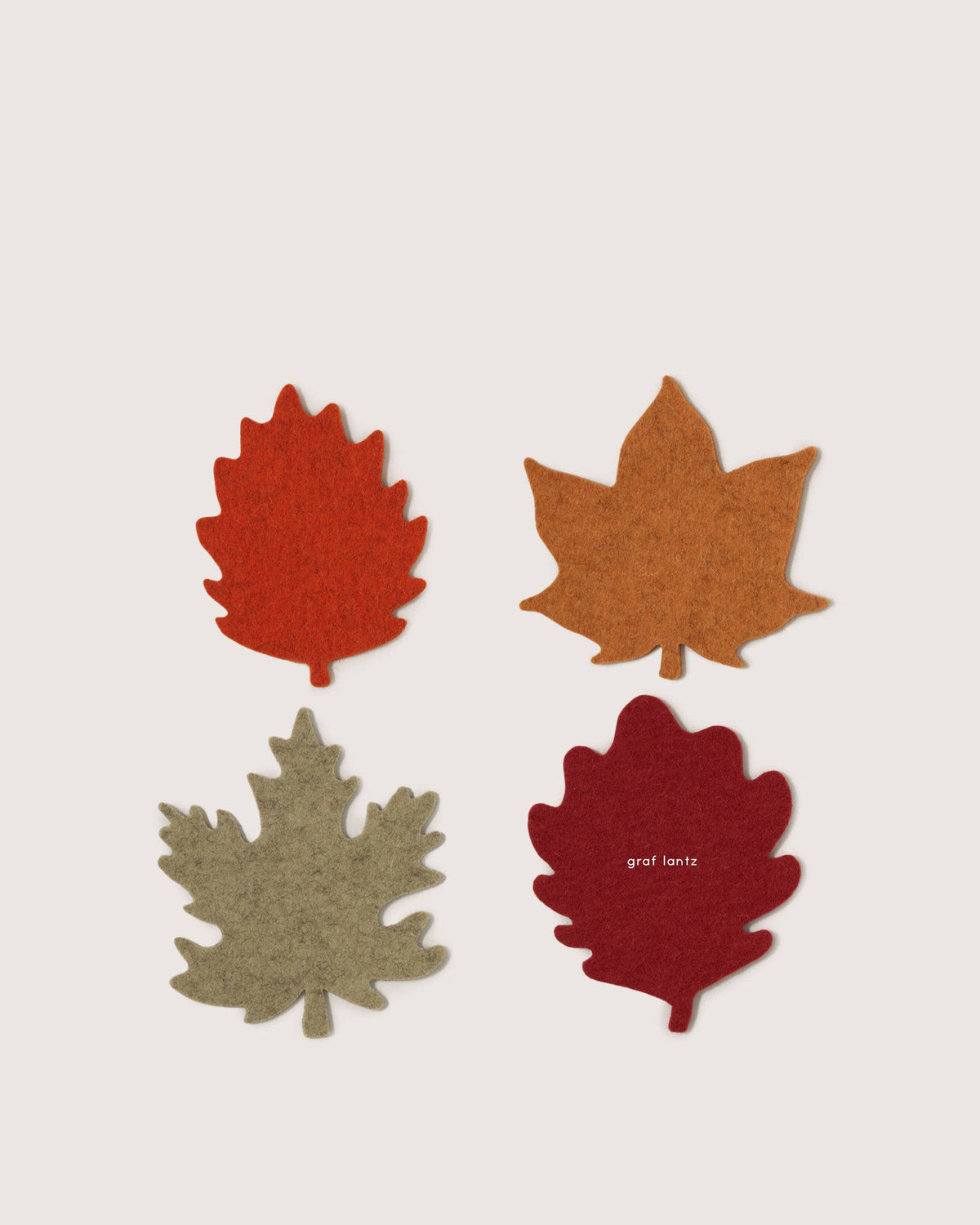 Merino Wool Autumn Leaf Coaster Multi 4 Pack - Graf Lantz - bluecashew kitchen homestead