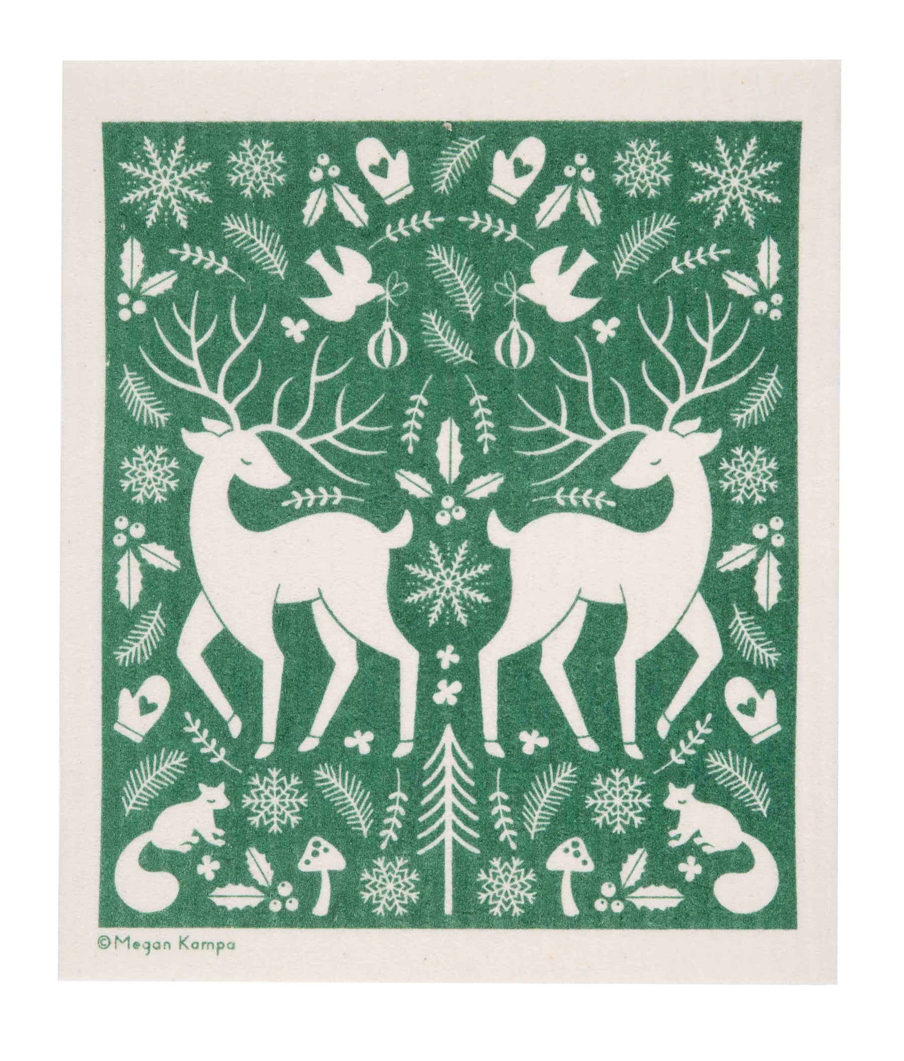 Reindeer Green Swedish Dishcloth - Cose Nuove - Bluecashew Kitchen Homestead