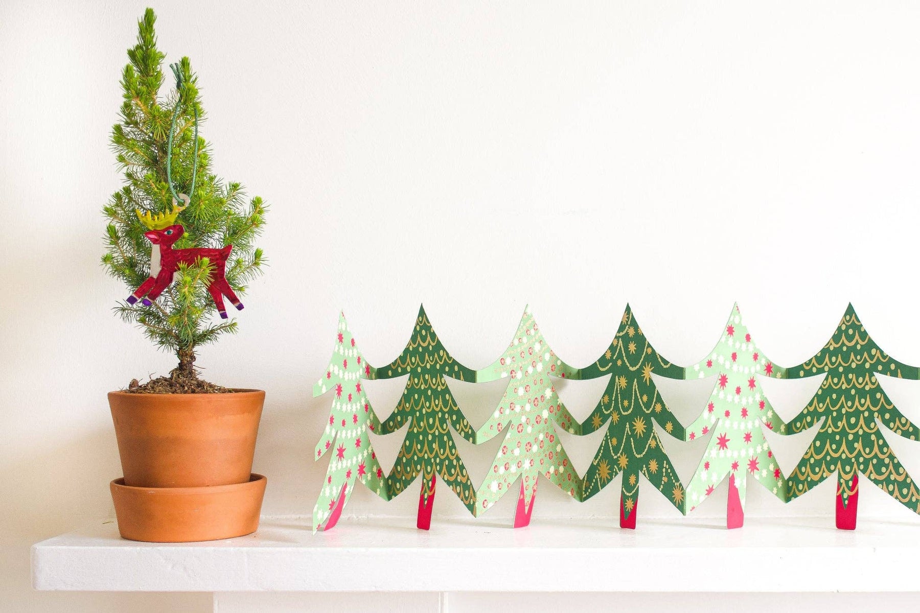 Christmas Trees Concertina Garland - East End Press - bluecashew kitchen homestead