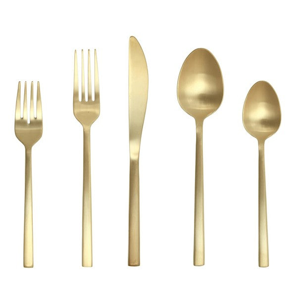 Fortessa Arezzo 5pc Place Setting, Brushed Gold - Bluecashew -bluecashew kitchen homestead