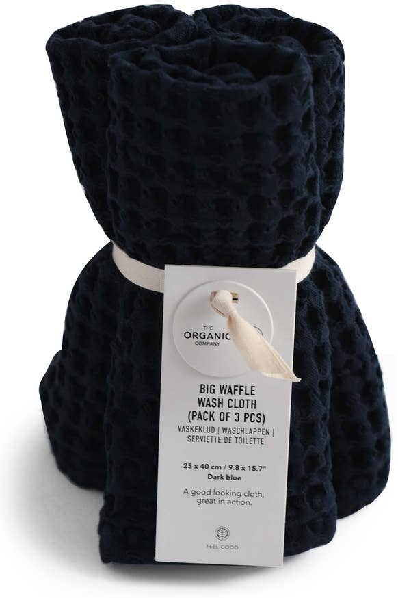 Big Waffle Wash Cloth (3 pack) | Dark Blue - The Organic Company - Bluecashew Kitchen Homestead