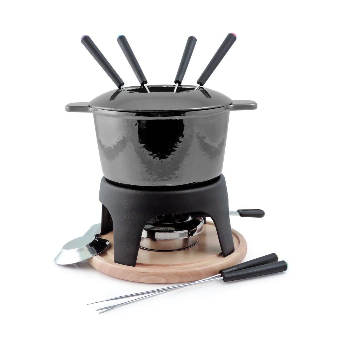 Sierra 12 Pc Cast Iron Fondue Set | Metallic Black - SwissMar - Bluecashew Kitchen Homestead