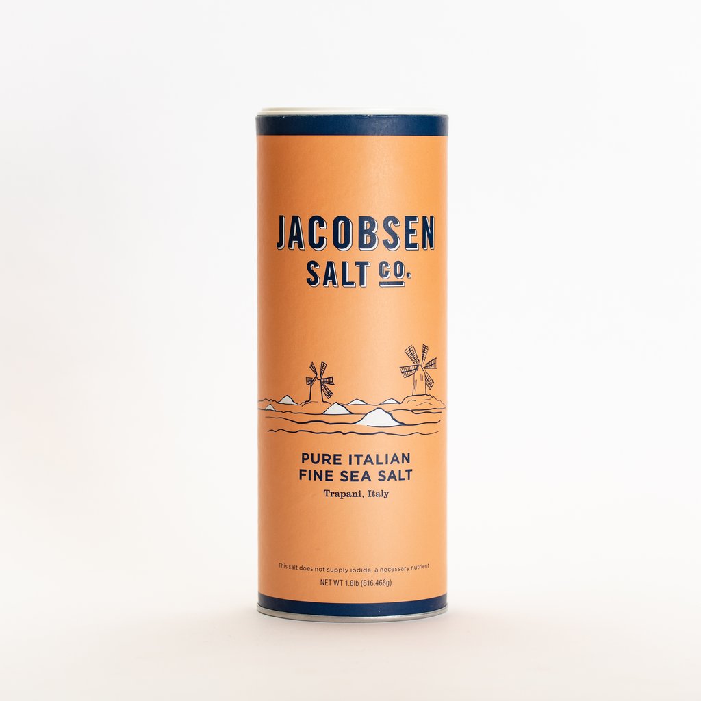 Trapani Pure Italian Fine Sea Salt tube - Jacobsen Salt Company -bluecashew kitchen homestead