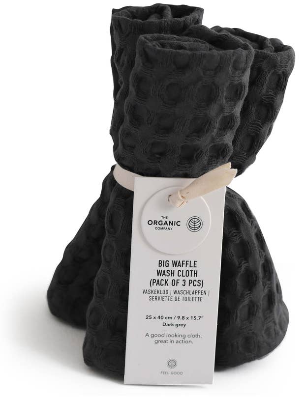 Big Waffle Wash Cloth (3 pack) | Dark Grey - The Organic Company - Bluecashew Kitchen Homestead