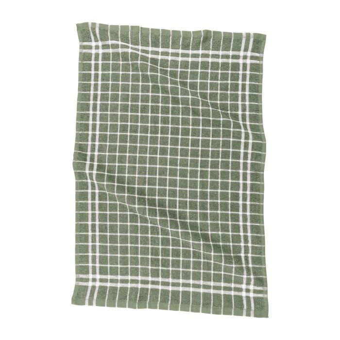 Cotton Terry Kitchen Towel | Green Grid - Harold Import Company - bluecashew kitchen homestead