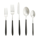 Velo Black/Brushed Stainless 5pc Place Setting - fortessa - Bluecashew Kitchen Homestead