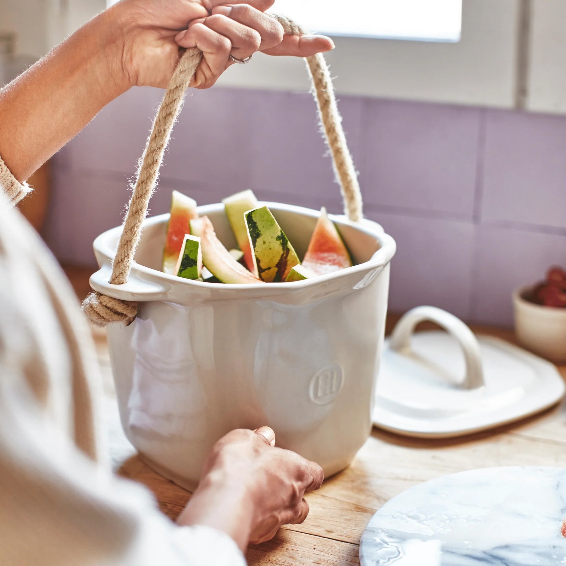 Compost Bin | Clay - emile henry - Bluecashew Kitchen Homestead