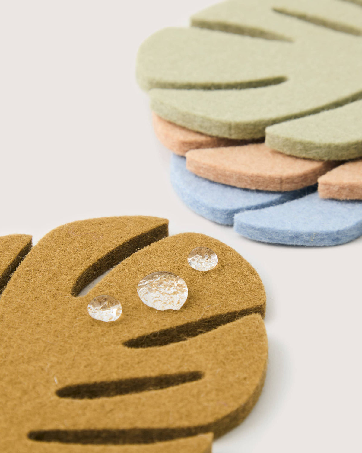 Merino Wool Monstera Coaster Multi 4 Pack - Tropics - Graf Lantz - bluecashew kitchen homestead