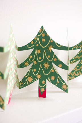 Christmas Trees Concertina Garland - East End Press - bluecashew kitchen homestead