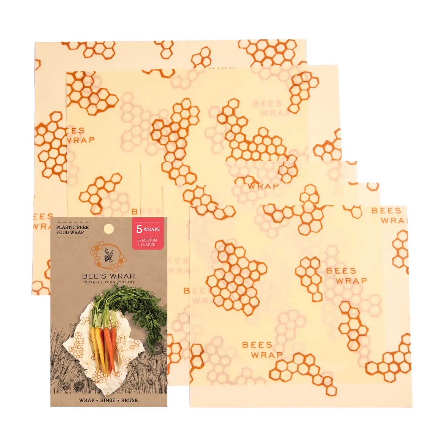Bee's Wrap Assorted 5 Pack | Honeycomb - Bee's Wrap - Bluecashew Kitchen Homestead