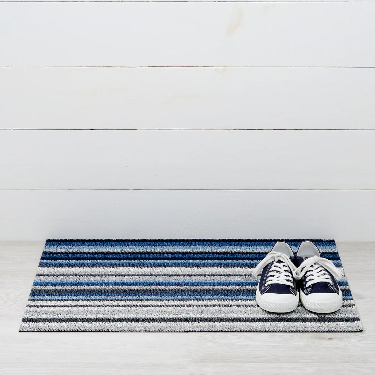 Horizon Stripe Shag Doormat | Deep Sea - Chilewich LLC - bluecashew kitchen homestead