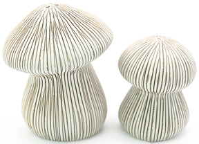 Pinstripe Mushroom Salt + Pepper Shakers
