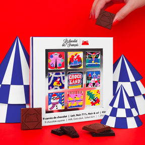 Christmas Box of 9 Chocolate Squares - Le Chocolat de Francais - Bluecashew Kitchen Homestead