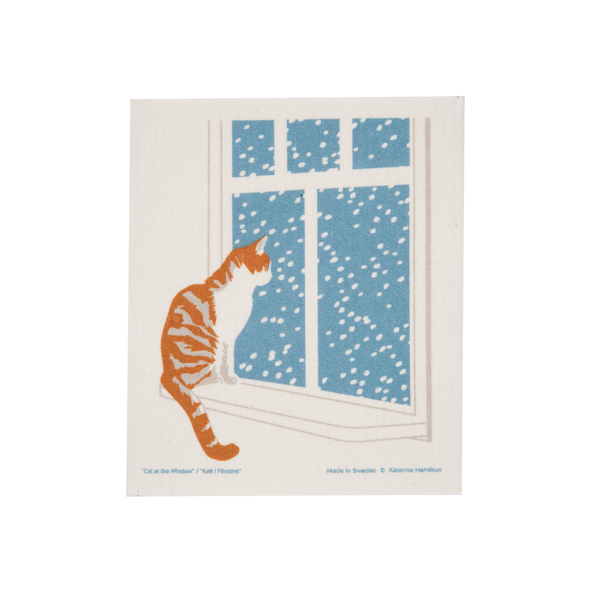 Cat at Window Swedish Dishcloth