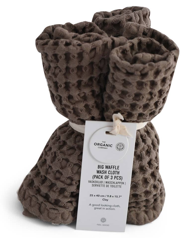 Big Waffle Wash Cloth (3 pack) | Clay - The Organic Company - bluecashew kitchen homestead