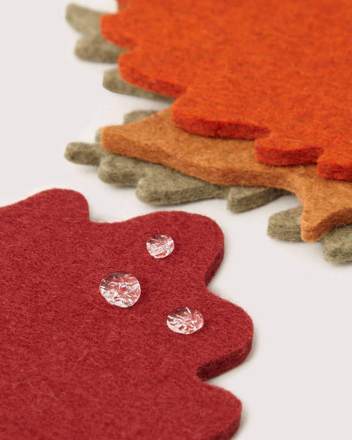 Merino Wool Autumn Leaf Coaster Multi 4 Pack - Graf Lantz - bluecashew kitchen homestead