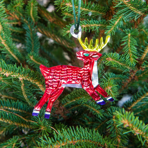 Tin Reindeer Ornament | Red - east end press - Bluecashew Kitchen Homestead