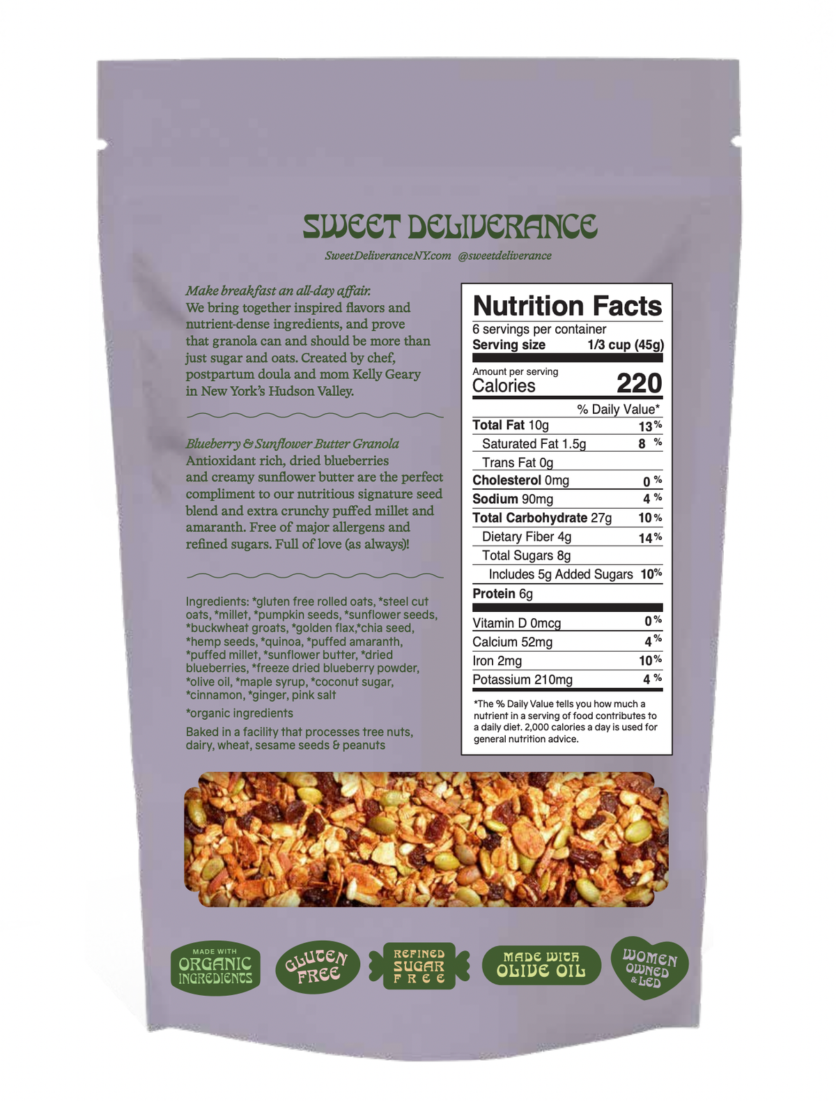 Blueberry & Sunflower Butter Granola - Sweet Deliverance - bluecashew kitchen homestead