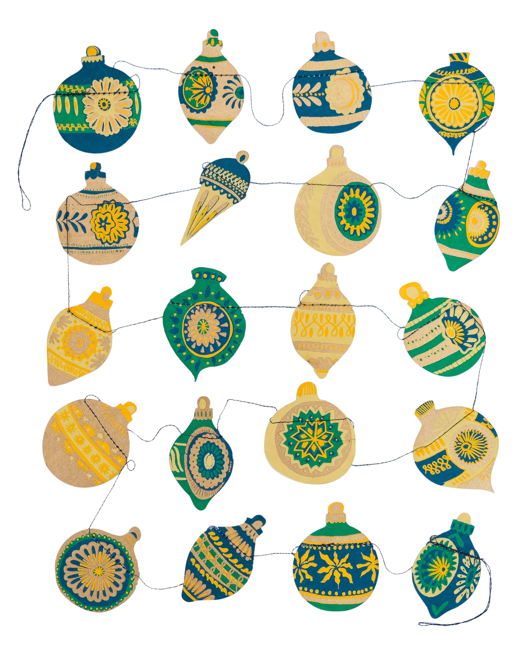 Christmas Ornaments Sewn Garland