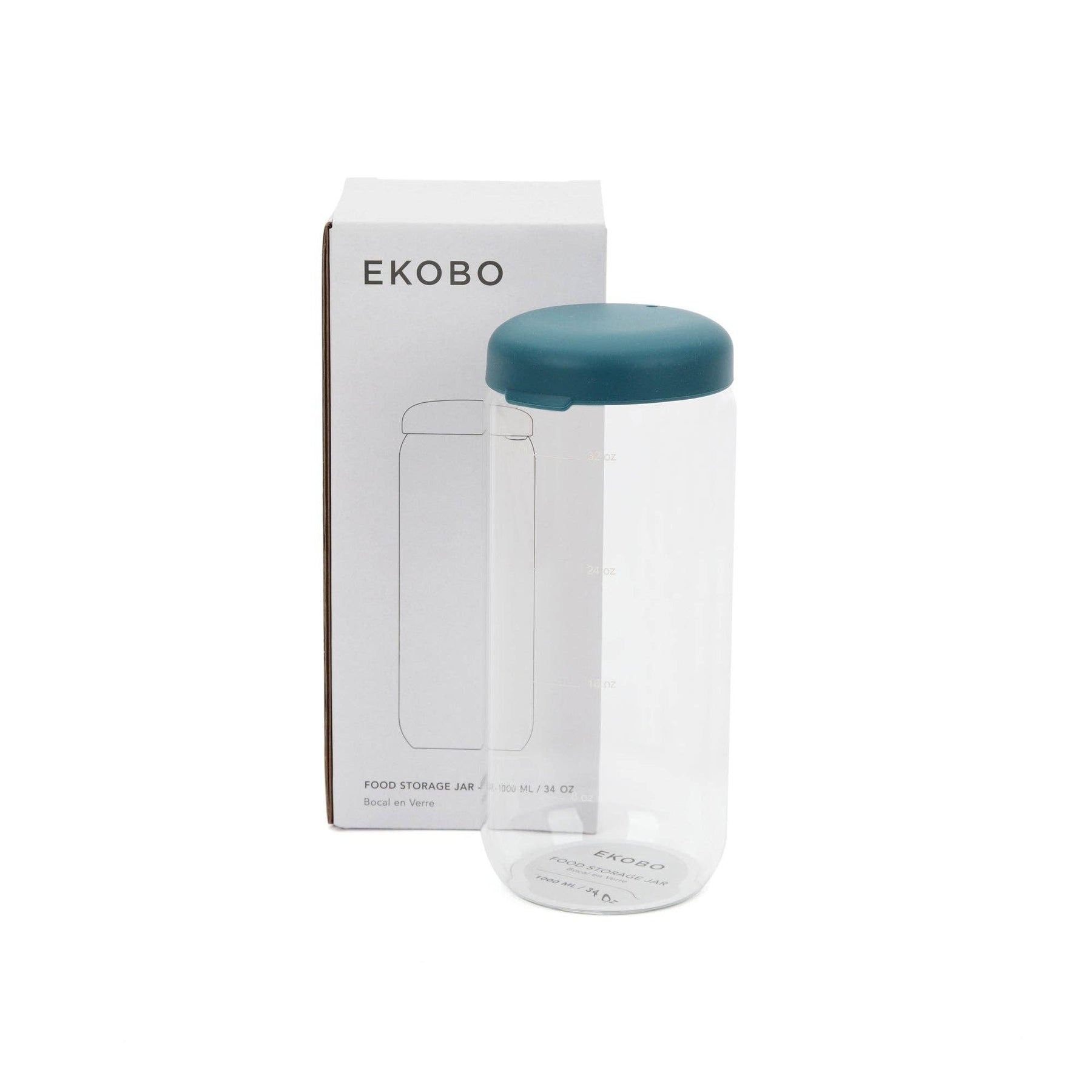 Food Storage Jar in Borosilicate Glass 34 oz - Blue Abyss: Blue Abyss - EKOBO - bluecashew kitchen homestead