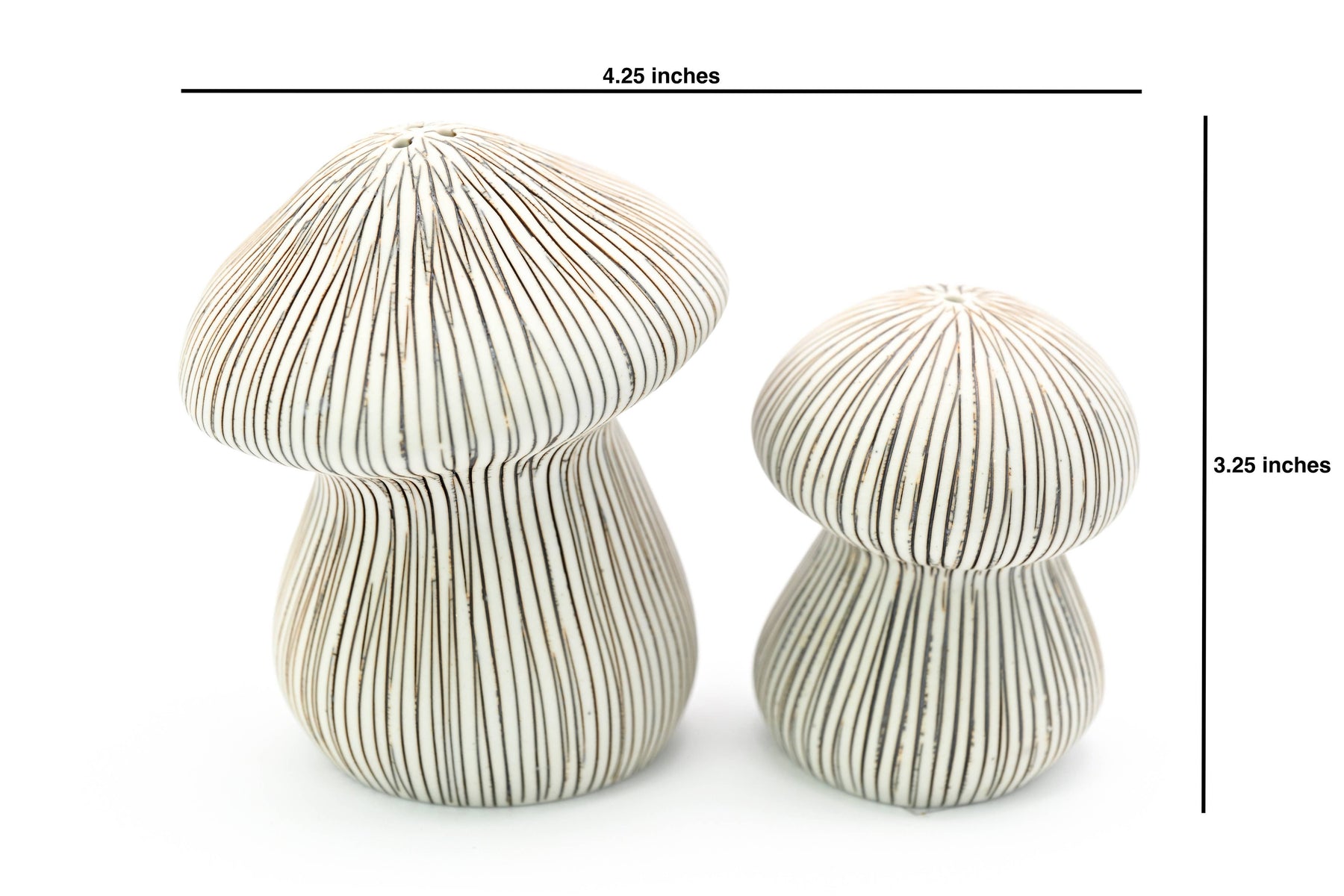 Pinstripe Mushroom Salt + Pepper Shakers