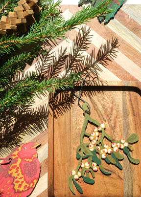 Wooden Mistletoe Decoration - East End Press - Bluecashew Kitchen Homestead