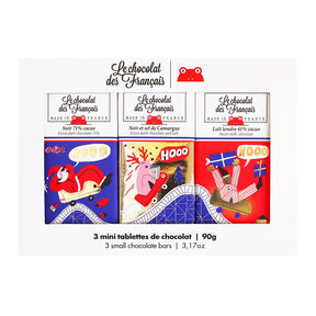 Box of 3 Mini Christmas Chocolate Bars - Le Chocolat de Francais - Bluecashew Kitchen Homestead
