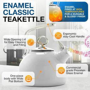 Enamel-on-Steel Classic Teakettle | Gloss Black