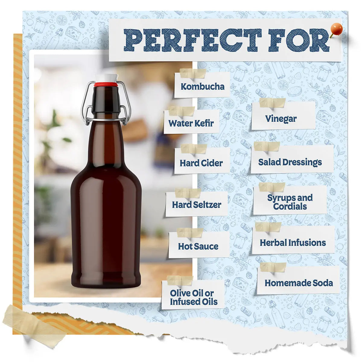 Glass Swing Bottle with Cap