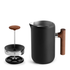 Clara French Press | Matte Black + Walnut