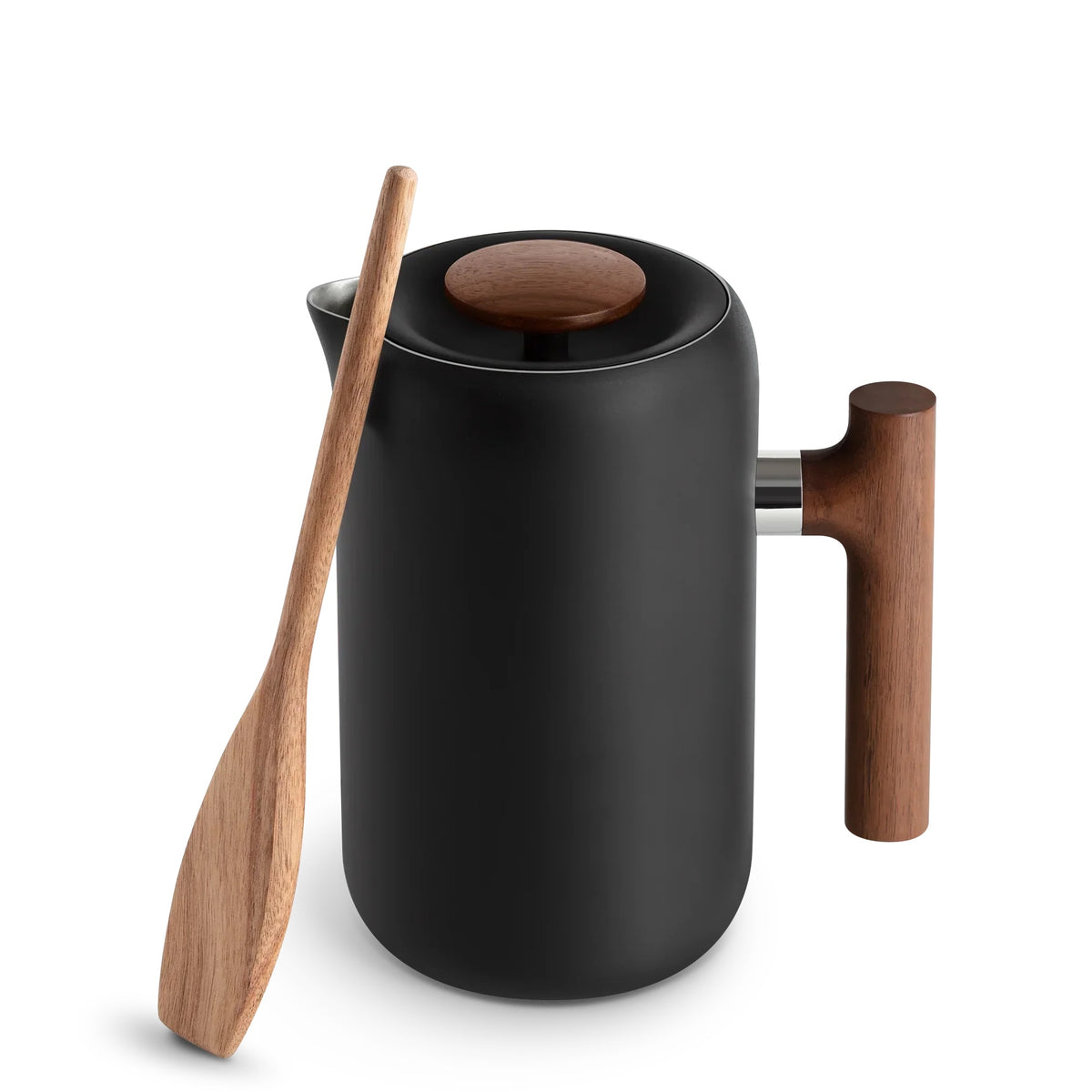 Clara French Press | Matte Black + Walnut
