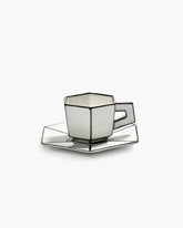 Espresso Cup + Saucer | White - Black Carte Blanche