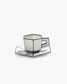 Espresso Cup + Saucer | White - Black Carte Blanche