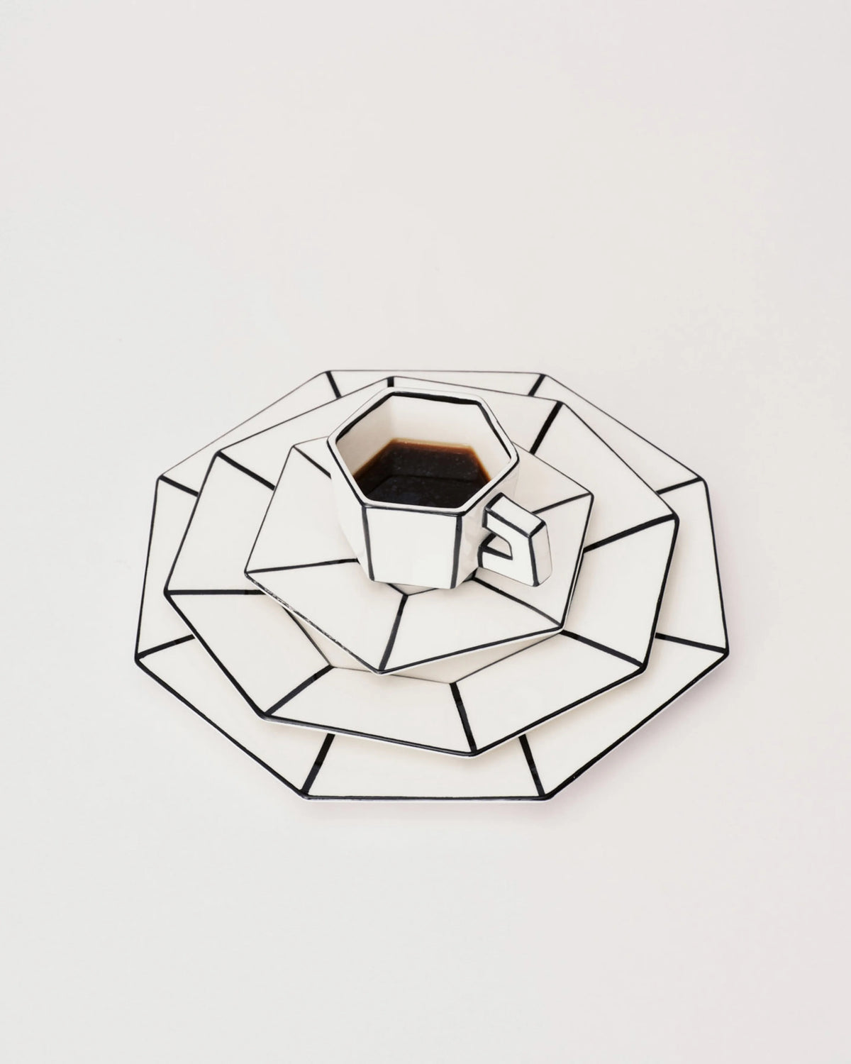 Espresso Cup + Saucer | White - Black Carte Blanche