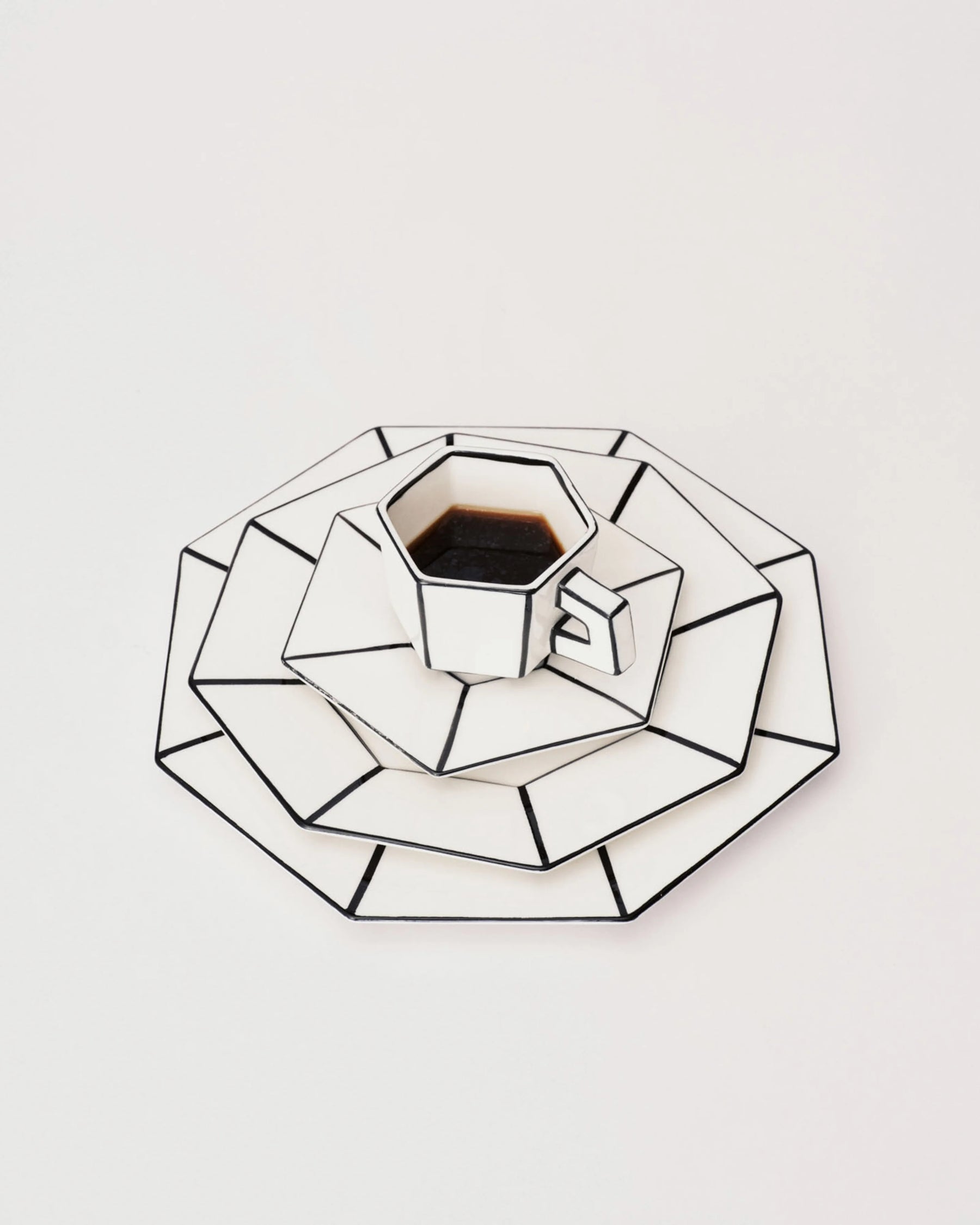 Espresso Cup + Saucer | White - Black Carte Blanche