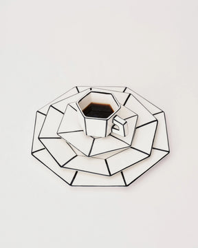 Espresso Cup + Saucer | White - Black Carte Blanche