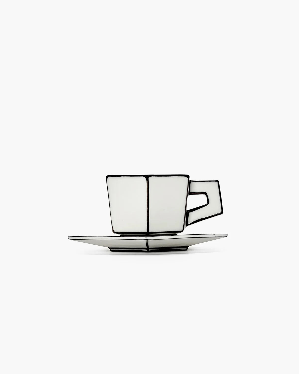 Espresso Cup + Saucer | White - Black Carte Blanche